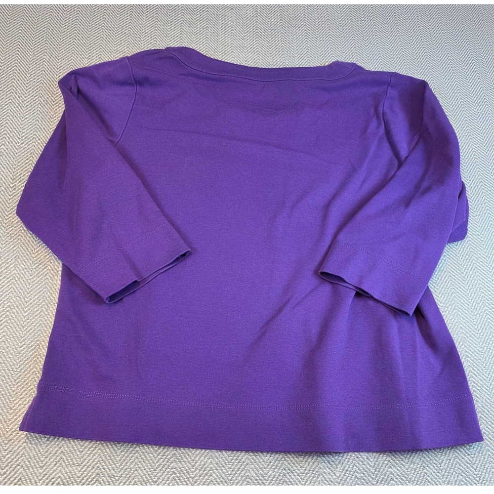Allison Daley Petite Purple Studded Split Neck 3/4 Sleeve Knit Top PL - Picture 2 of 11